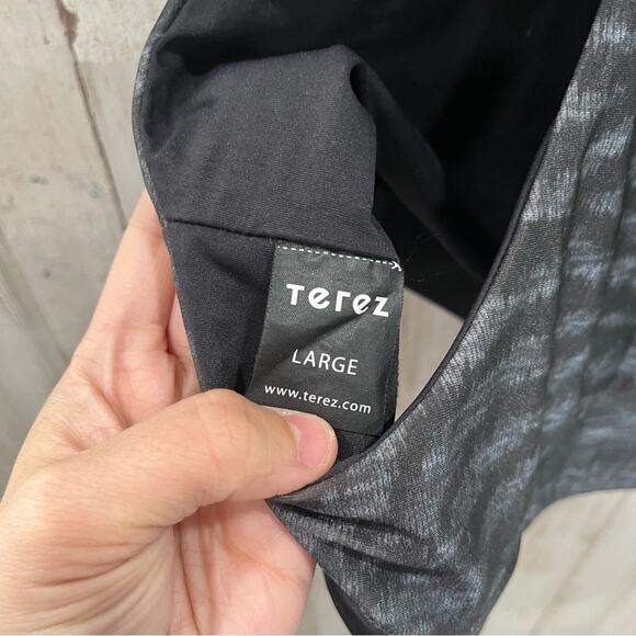 Terez Hi-Shine Racerback Sports Bra in Show Your Stripes Black/Gray Womens Large - Picture 7 of 8